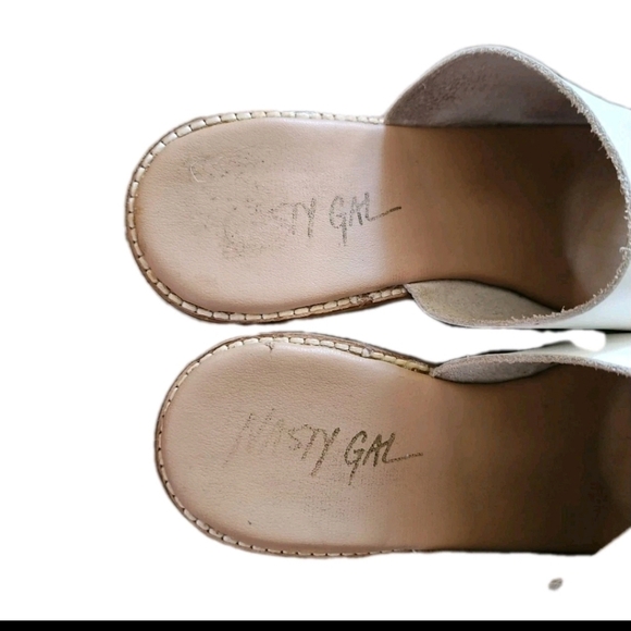 Nasty Gal Womens White Leather Wodden Heel Platform Sandals 8.5 - Picture 10 of 14